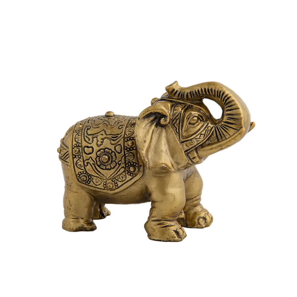 Elefant auriu cu trompa in sus mediu