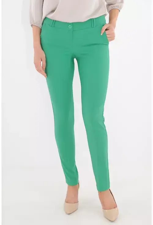 Pantaloni conici lungi din stofa verde